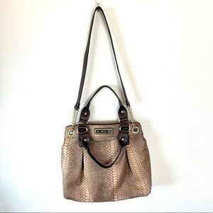 Relic Gray and Brown Snakeskin Long Strap Shoulder Bag Purse
